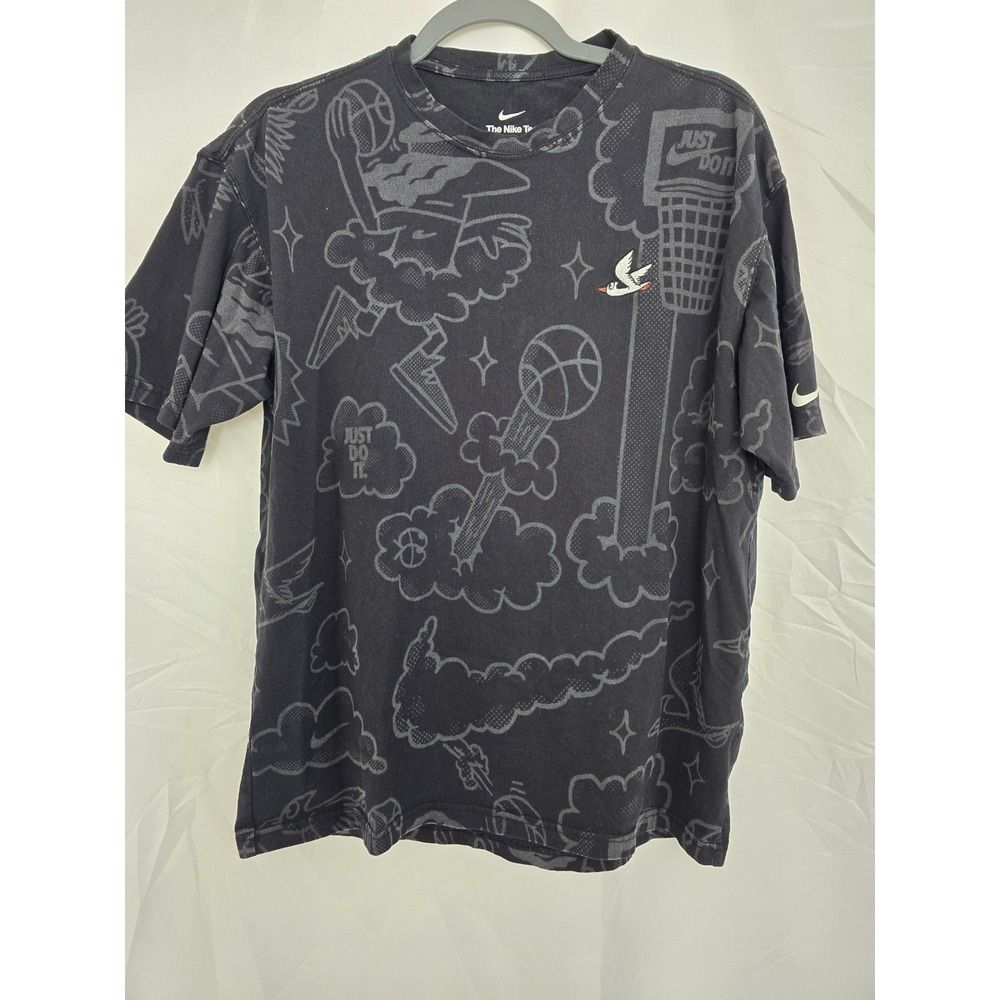 NIKE Men's Graphic Tee‎ Loose Fit Black Basketball Print T Shirt Size Medium
